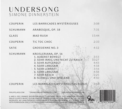 Undersong - CD Audio di Philip Glass,Simone Dinnerstein - 2