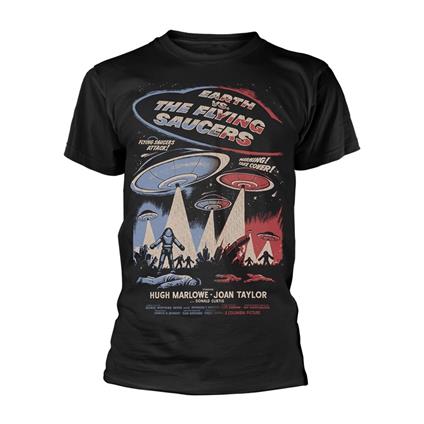 T-Shirt Unisex Tg. M Plan 9 - Earth Vs. The Flying Saucers - Poster Black