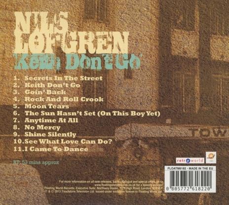 Keith Don't Go. Live - CD Audio di Nils Lofgren - 2