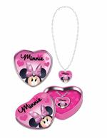 Minnie. Collana con Ciondolo A Cuore In Scatoletta A Cuore In Latta