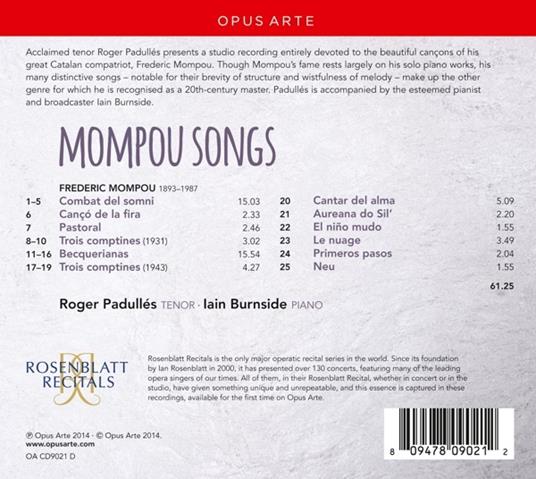 Opere vocali - CD Audio di Frederic Mompou,Iain Burnside,Roger Padullés - 2