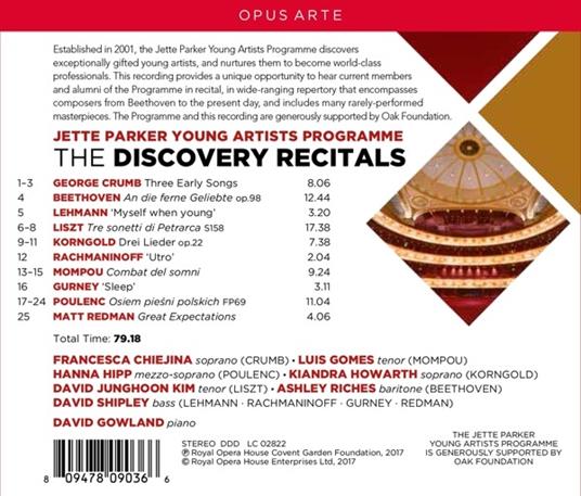 The Discovery Recitals. Jette Parker Young Artists - CD Audio di Ludwig van Beethoven,Sergei Rachmaninov,George Crumb,Francesca Chiejina,David Shipley - 2