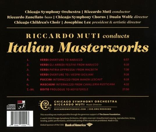 Italian Mastersworks - CD Audio di Chicago Symphony Orchestra,Riccardo Muti - 2
