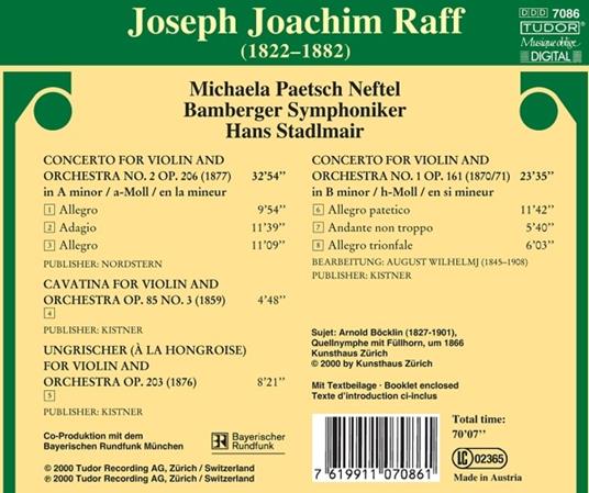 Concerto per violino n.1, n.2 - CD Audio di Hans Stadlmair,Joachim Raff - 2