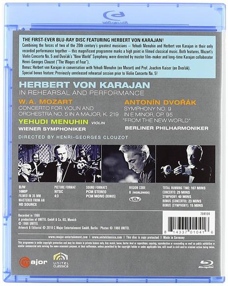 Herbert Von Karajan. Mozart Violin Concerto No. 5. Dvorák Symphony No. 9 (Blu-ray) - Blu-ray di Antonin Dvorak,Wolfgang Amadeus Mozart,Herbert Von Karajan,Yehudi Menuhin,Berliner Philharmoniker - 2