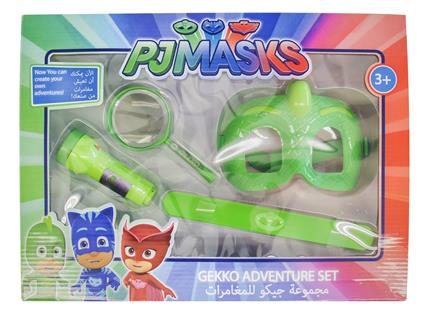 Pj Masks Superpigiamini Set Avventura 4 Pz Geco Lente D'Ingrandimento, Torcia, Bracciale E Maschera