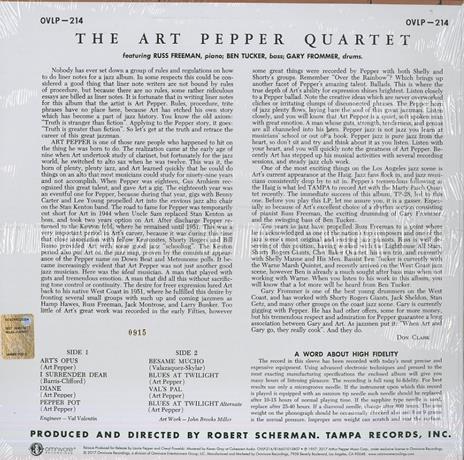 The Art Pepper Quartet - Vinile LP di Art Pepper - 2