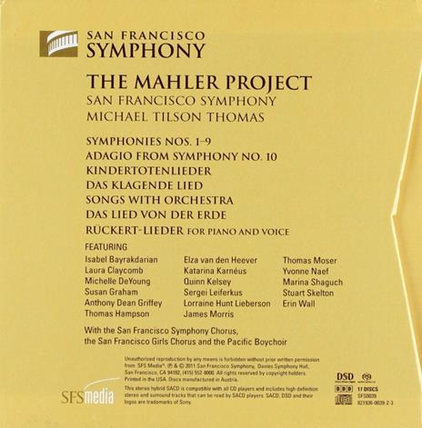 Concerto per pianoforte n.3 - Messa in Do - SuperAudio CD ibrido di Gustav Mahler,Michael Tilson Thomas,San Francisco Symphony Orchestra - 2