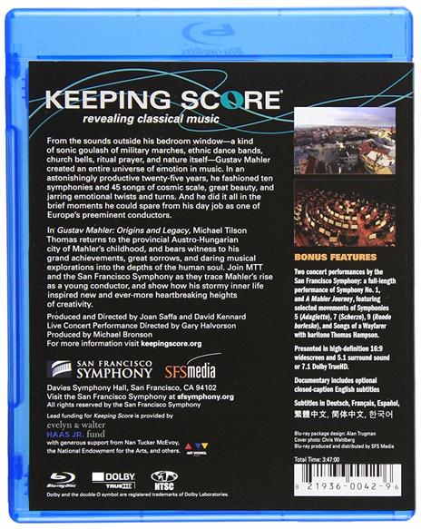 Mahler: Origins and Legacy (2 Blu-ray) - Blu-ray di Gustav Mahler,Michael Tilson Thomas,San Francisco Symphony Orchestra - 2