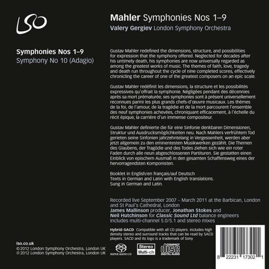 Sinfonie complete - SuperAudio CD ibrido di Gustav Mahler,Valery Gergiev,London Symphony Orchestra - 2