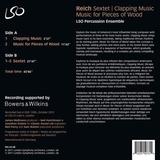 Clapping Music - Music for Pieces of Wood - Sextet - Vinile LP di Steve Reich - 2