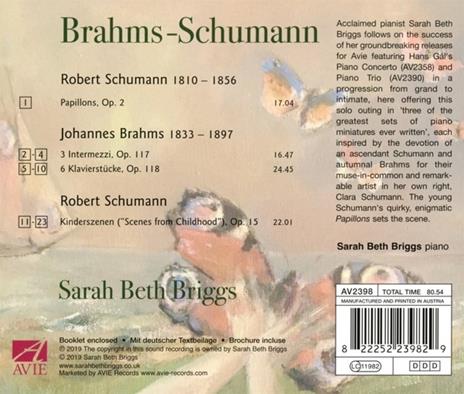 Brahms-Schumann - CD Audio di Johannes Brahms,Robert Schumann,Sarah Beth Briggs - 2