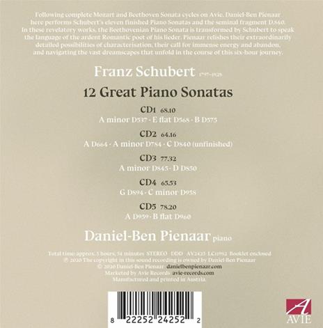 12 Great Piano Sonatas - CD Audio di Franz Schubert,Daniel-Ben Pienaar - 2