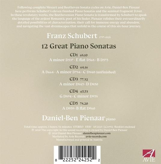 12 Great Piano Sonatas - CD Audio di Franz Schubert,Daniel-Ben Pienaar - 2