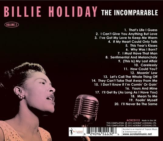 The Incomparable Volume 2 - CD Audio di Billie Holiday - 2