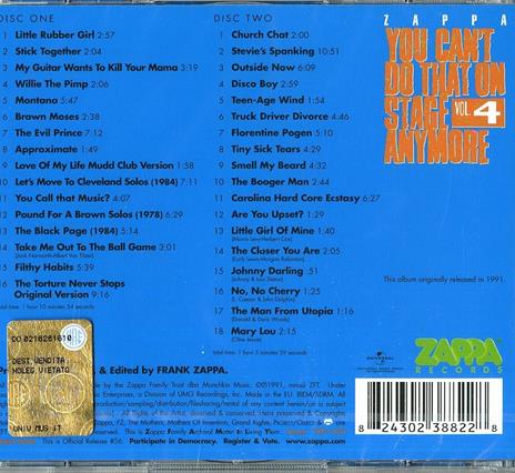 You Can't Do That on Stage Anymore vol.4 - CD Audio di Frank Zappa - 2