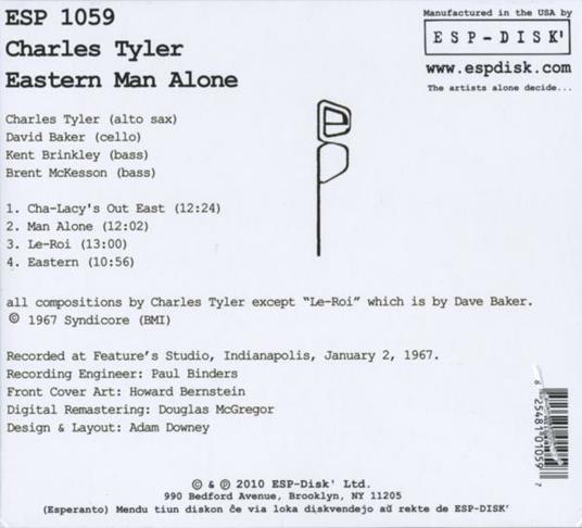 Eastern Man Alone - CD Audio di Charles Tyler - 2