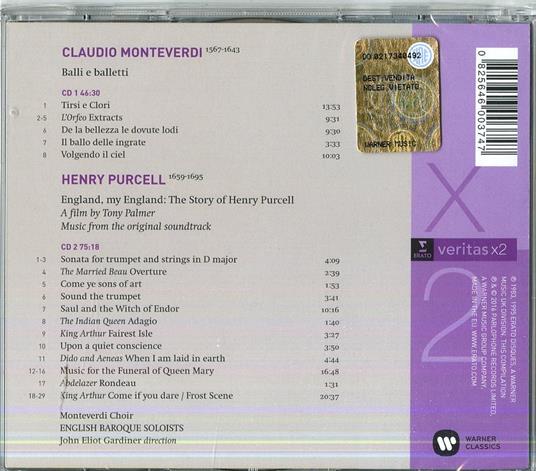 Balli e balletti / England, My England (Serie Veritas) - CD Audio di Claudio Monteverdi,Henry Purcell,John Eliot Gardiner,English Baroque Soloists - 2
