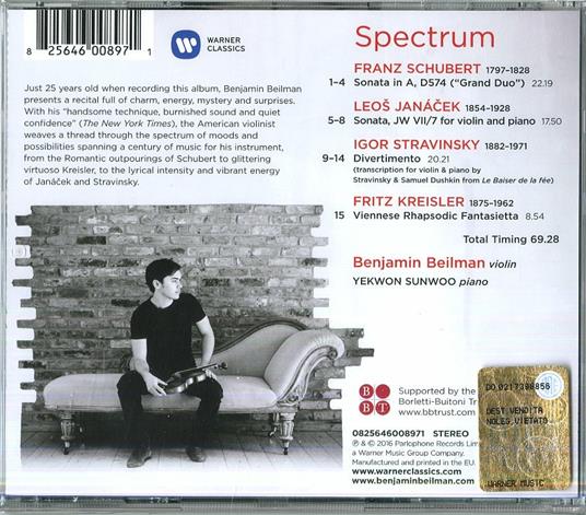 Spectrum - CD Audio di Franz Schubert,Igor Stravinsky,Leos Janacek,Fritz Kreisler,Benjamin Beilman - 2