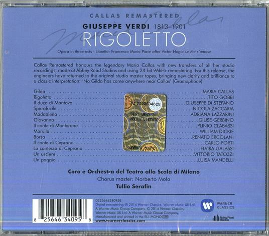 Rigoletto (Callas 2014 Edition) - CD Audio di Maria Callas,Giuseppe Di Stefano,Tito Gobbi,Giuseppe Verdi,Tullio Serafin,Orchestra del Teatro alla Scala di Milano - 2
