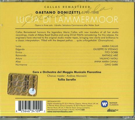 Lucia di Lammermoor (Callas 2014 Edition) - CD Audio di Maria Callas,Gaetano Donizetti,Tullio Serafin,Orchestra del Maggio Musicale Fiorentino - 2