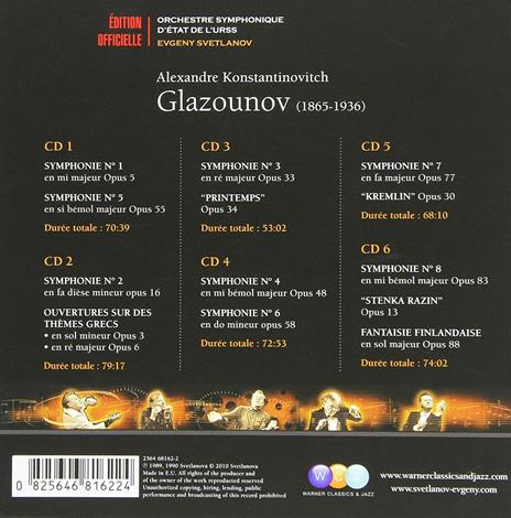 Sinfonie complete - CD Audio di Alexander Glazunov,Evgeny Svetlanov - 2