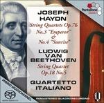 Quartetto per archi op.18 n.5 / Quartetti per archi op.76 n.3, n.4 - SuperAudio CD ibrido di Ludwig van Beethoven,Franz Joseph Haydn,Quartetto Italiano