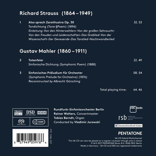 Così parlò Zarathustra op.30 - SuperAudio CD ibrido di Richard Strauss,Radio Symphony Orchestra Berlino,Vladimir Jurowski - 2