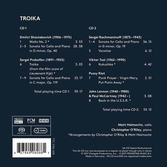 Troika - SuperAudio CD ibrido di Sergei Prokofiev,Sergei Rachmaninov,Dmitri Shostakovich,Matt Haimovitz - 2