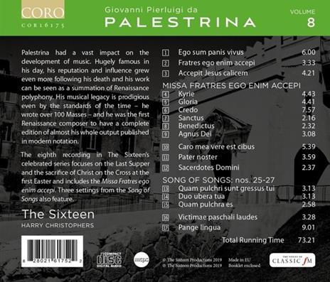 Palestrina Volume 8 - CD Audio di Giovanni Pierluigi da Palestrina,Harry Christophers,The Sixteen - 2