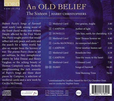 An Old Belief - CD Audio di The Sixteen - 2