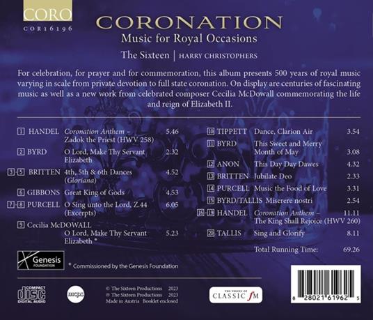 Coronation - Music For Royal Occasions - CD Audio di Sixteen - 2