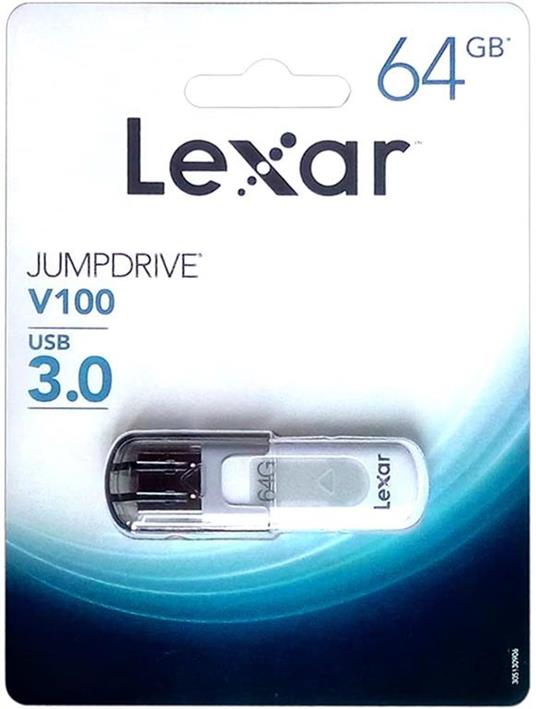 Lexar JumpDrive V100 unità flash USB 32 GB USB tipo A 3.2 Gen 1 (3.1 Gen 1)  Grigio, Bianco - Lexar - Informatica | IBS