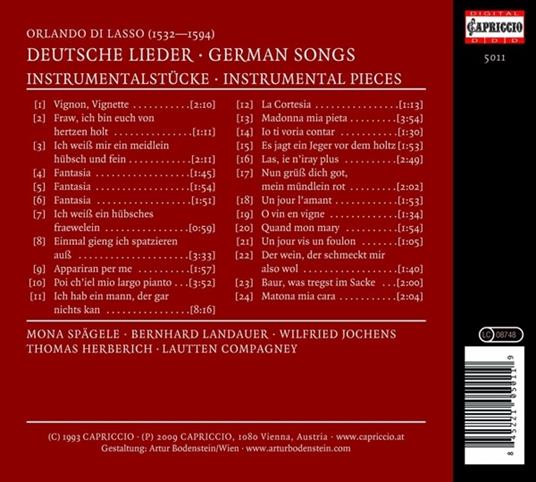 Deutsche Lieder - CD Audio di Orlando Di Lasso