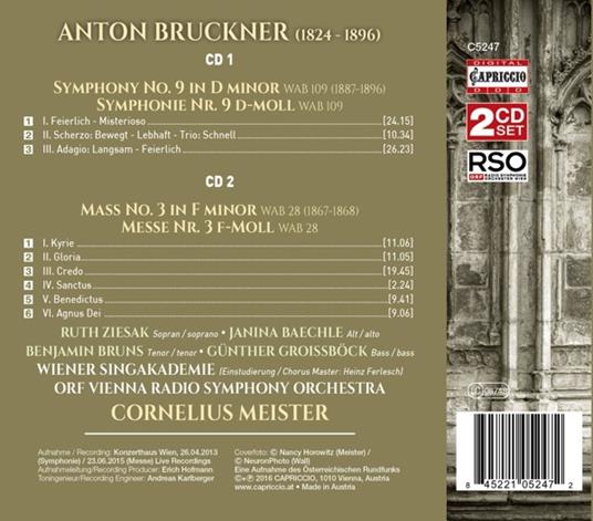 Sinfonia n.9 - Messa n.3 - CD Audio di Anton Bruckner - 2