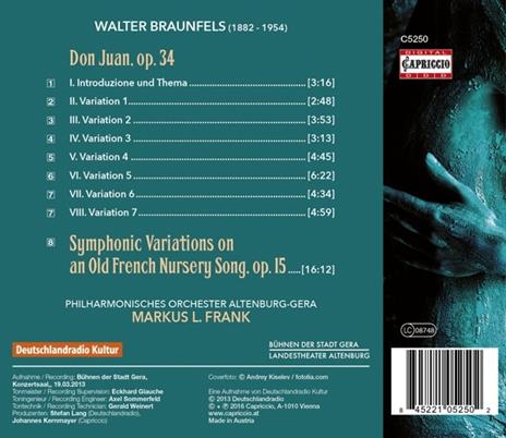 Don Juan op.34 - Variazioni sinfoniche op.15 - CD Audio di Walter Braunfels - 2