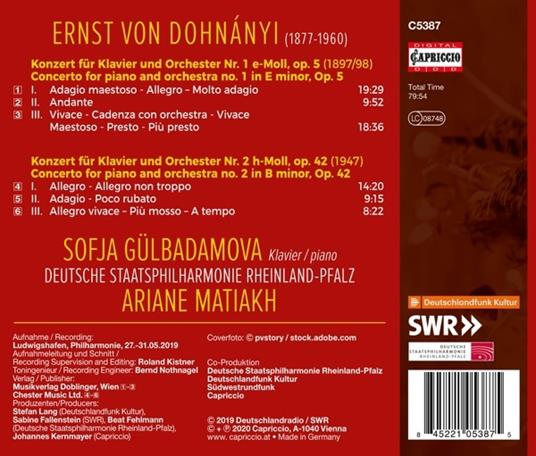 Piano Concertos Nos.1 & 2 - CD Audio di Erno Dohnanyi - 2