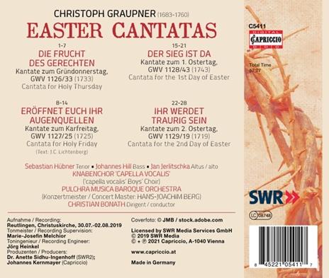 Easter Cantatas - CD Audio di Johann Christoph Graupner - 2