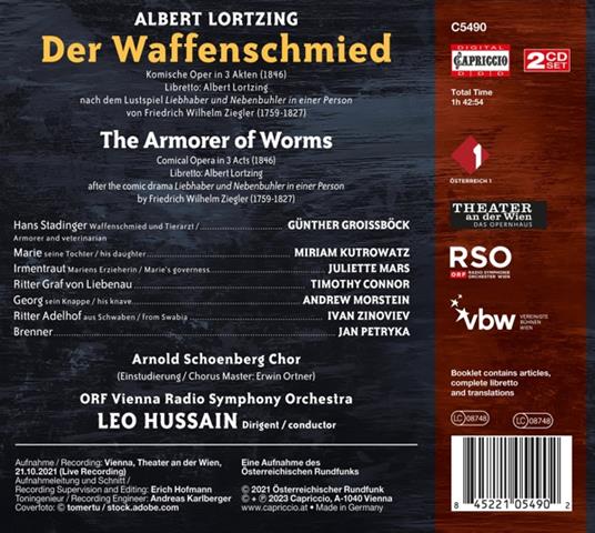 Der Waffenschmied. The Armorer of Worms - CD Audio di Gustav Albert Lortzing - 2