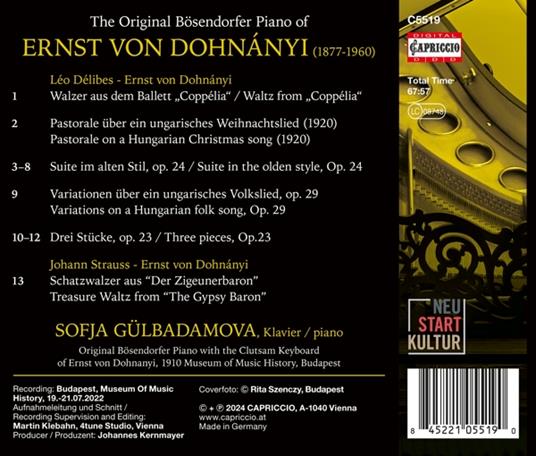 Suite In The Olden Style - Pastorale - Variations On A Hungarian Folk Song - CD Audio di Erno Dohnanyi,Sofja Gulbadamova - 2