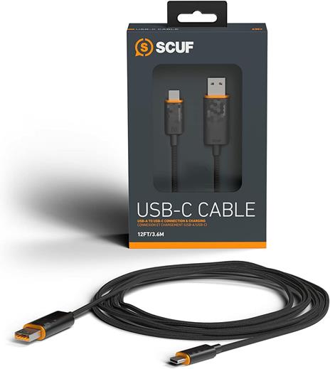 SCUF Cavo Intrecciato USB-C – USB Type C da 2 Metri per la Connessione e la Carica dei Controller per Xbox, dei Controller per PS5 e Smartphone - Nero
