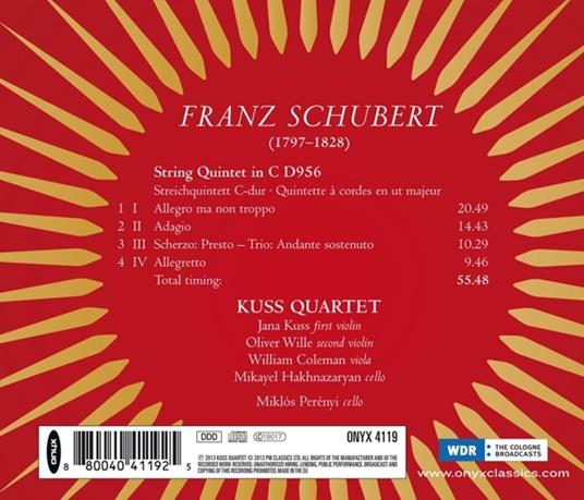Quintetto per archi in Do D956 - CD Audio di Franz Schubert,Kuss Quartet - 2