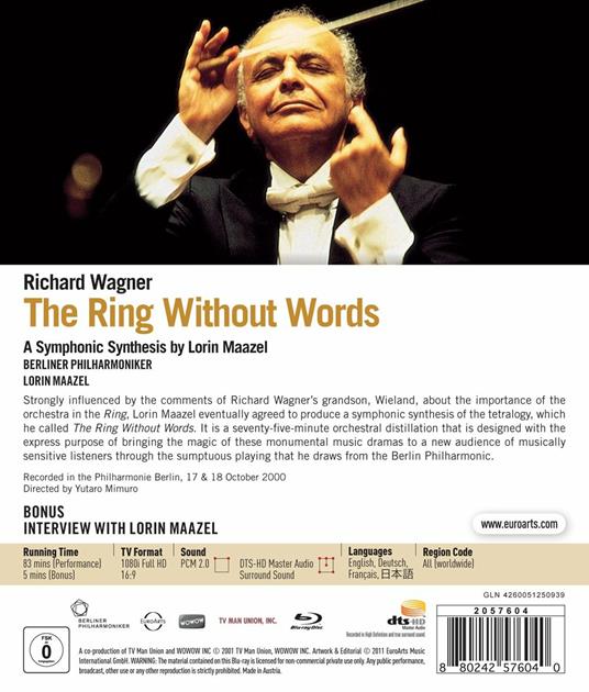 Richard Wagner. The Ring Without Words (Blu-ray) - Blu-ray di Richard Wagner,Lorin Maazel,Berliner Philharmoniker - 2