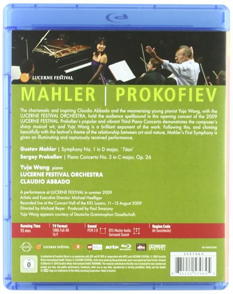 Gustav Mahler. Symphony No. 1 - Sergey Prokofiev: Piano Concerto No. 3 (Blu-ray) - Blu-ray di Gustav Mahler,Wolfgang Amadeus Mozart,Claudio Abbado,Yuja Wang - 2