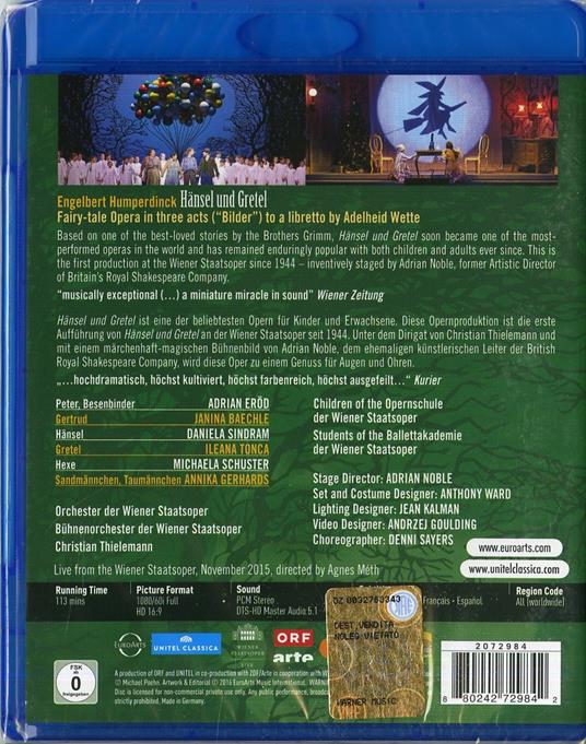 Hänsel und Gretel (Blu-ray) - Blu-ray di Engelbert Humperdinck,Christian Thielemann - 2
