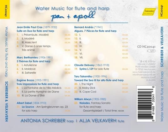 Pan & Apoll, Wassermusik Fur Flote Und Harfe - CD Audio di Antonia-Alja Velkaverh Schreiber - 2