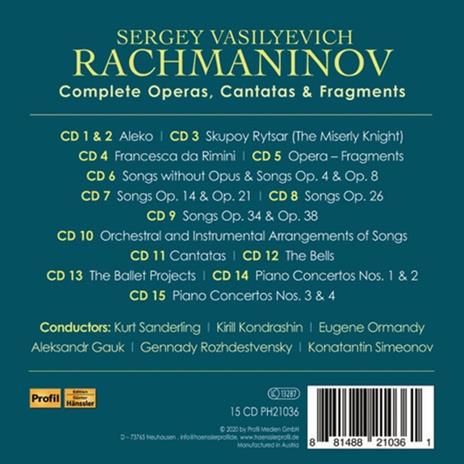 Complete Operas, Cantatas & Fragments - CD Audio di Sergei Rachmaninov - 2