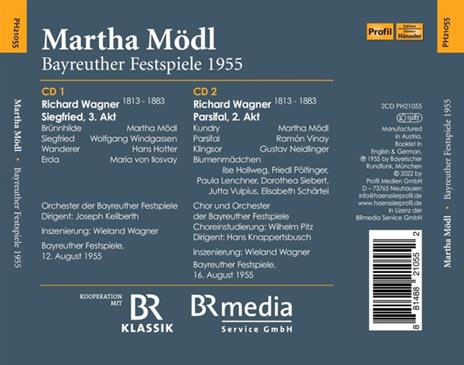Martha Modl (Bayreuther Festspiele 1955) - CD Audio di Martha Modl - 2