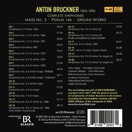 Complete Symphonies - Mass No.3 - Psalm 146 - CD Audio di Anton Bruckner - 2