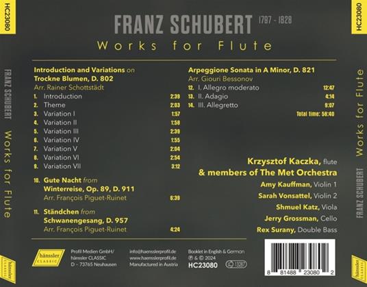 Works For Flute - CD Audio di Franz Schubert,Krzysztof Kaczka - 2
